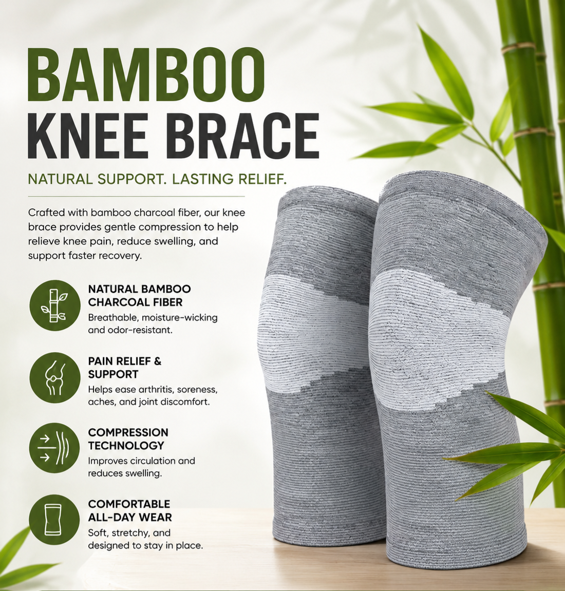 Bamboo Yarn Knee Brace for Men and Women